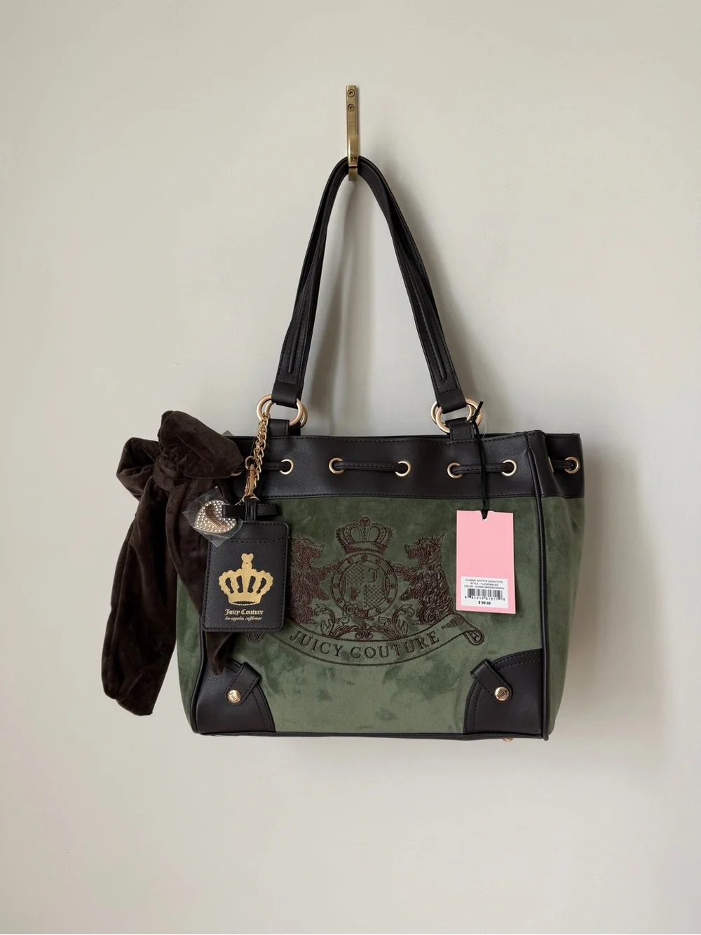 Juicy Couture Green and Black Scottie dog daydreamer Tote bag